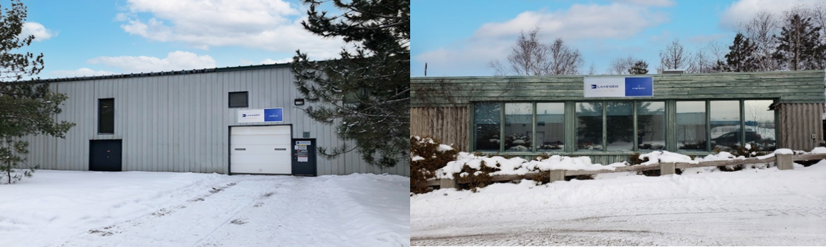 The Service Center (left) is 4235 sq/ft, with an additional 2000 sq/ft of storage space on site. The sales office (right) has be relocated to this same site in order to centralize Lakeside’s service and support to one location. 
